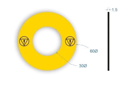 Picture of Emergency Stop (Caution Only)  Labels 60mm dia 30mm hole