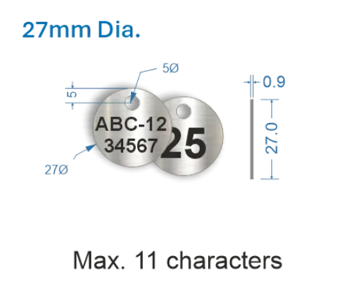 Picture of 27mm dia. Customised Stainless Steel Valve Tags