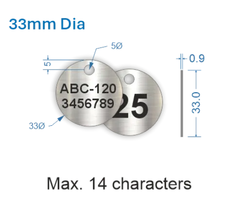 Picture of 33mm dia. Customised Stainless Steel Valve Tags