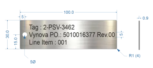 Picture of 100x30mm Rectangle Stainless Steel Valve Tags