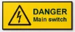 Picture of Danger label  Main switch